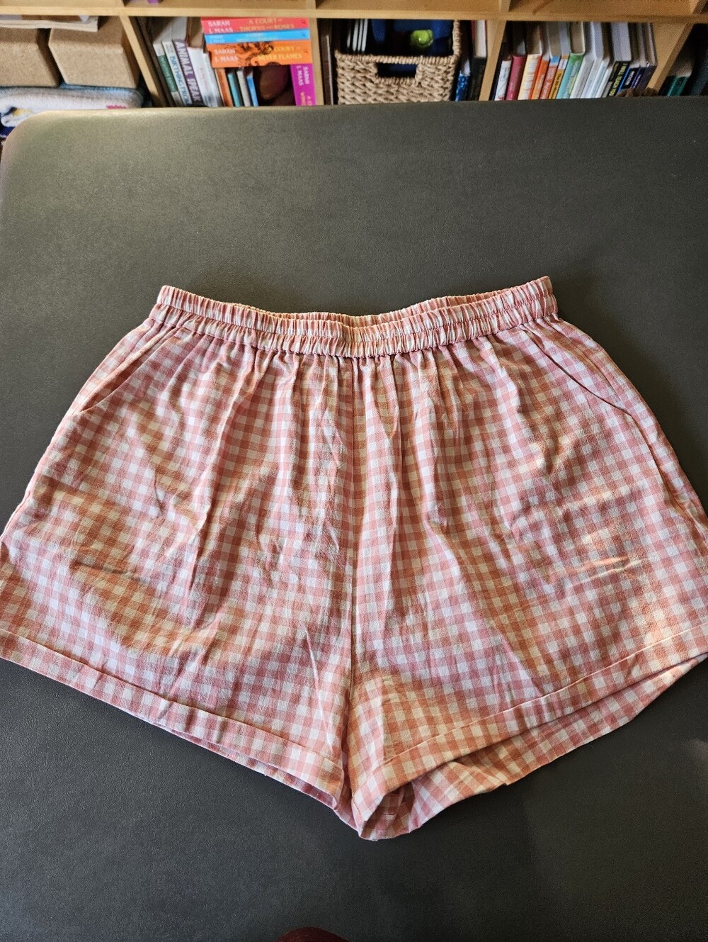 NWOT The Lullaby Club Pink White Gingham Plaid 100% Cotton Boxer Shorts sz L/XL